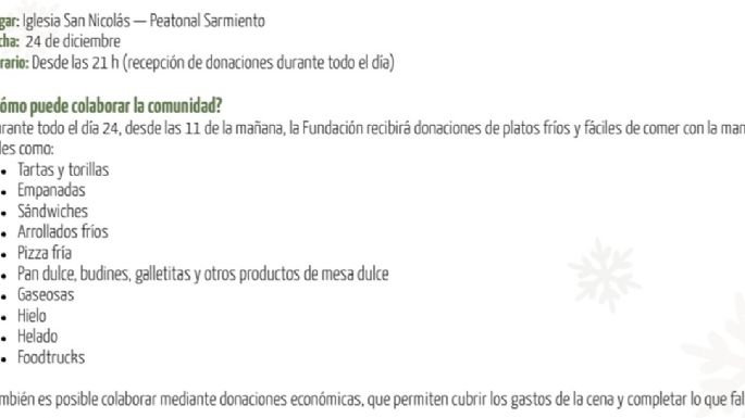 El 24 de diciembre se hará la Navidad en la Calle, cómo colaborar