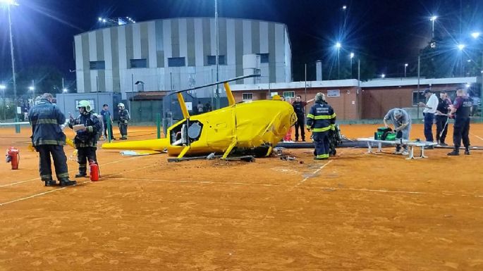 Cayó un helicóptero en las canchas de tenis del ex circuito KDT de Palermo