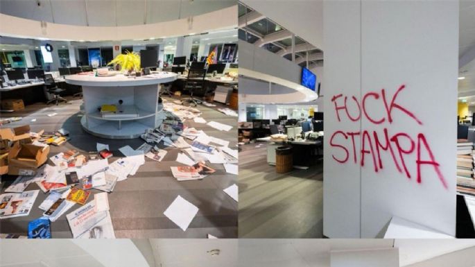 Activistas pro Palestina asaltaron y destrozaron la redacción de un diario italiano