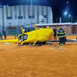 Cayó un helicóptero en las canchas de tenis del ex circuito KDT de Palermo