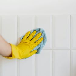 Elimina las manchas de humedad del baño utilizando sólo un producto