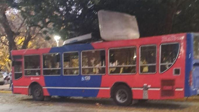 Un colectivo chocó con una rama y perdió el techo