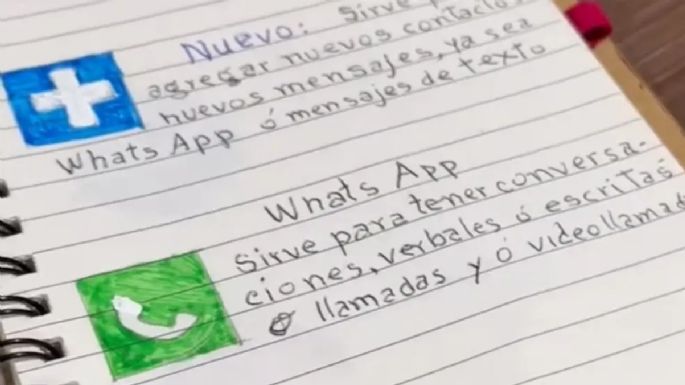 Tiene 90 años y dibujó los iconos de las apps en una libreta para aprender a usar su teléfono