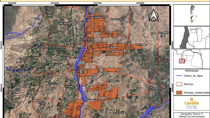 Dramático: el mapa que muestra las parcelas afectadas en Lavalle por el Pescara