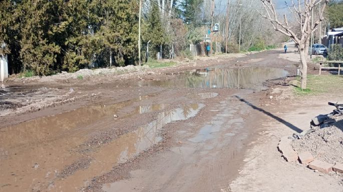 Se volvió a inundar el barrio de Luján de Cuyo donde siempre falta el agua