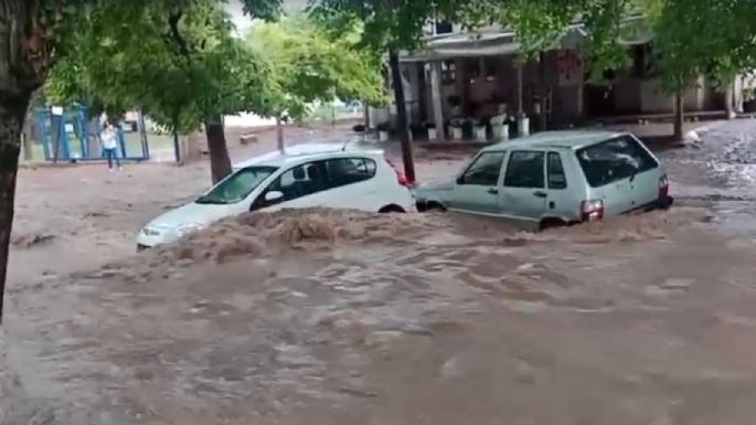 Temporal: se inundó Palmares y en Luján la lluvia arrastró dos autos 