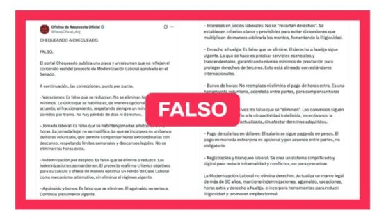 Chequeado afirma que la Oficina de Respuesta Oficial refutó una infografía con desinformación 