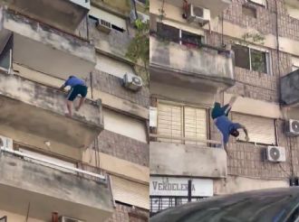 Cayó de un cuarto piso y se salvó tras impactar contra un patrullero