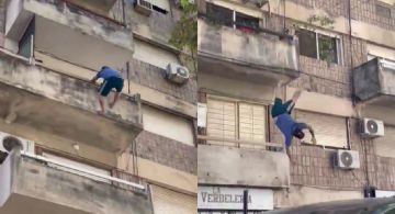 Cayó de un cuarto piso y se salvó tras impactar contra un patrullero