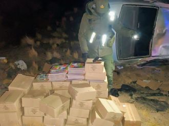 Manejaba borracho un camión lleno de figuritas del Mundial y volcó en la ruta 7