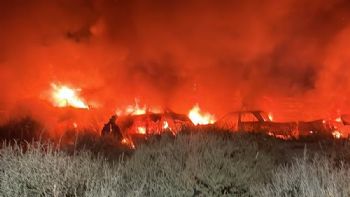 Se incendió la playa de secuestro de Maipú