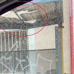 La parada de colectivos en Chacras que lleva meses con el techo roto