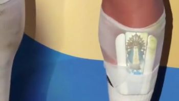 Lautaro Martínez usó una canillera con la imagen de la Virgen de Luján en el partido con Egipto