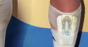 Lautaro Martínez usó una canillera con la imagen de la Virgen de Luján en el partido con Egipto
