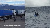 Foto ilustrativa de la nota titulada: Un camionero muestra sus días en Uspallata mientras espera la apertura del Paso Cristo Redentor 